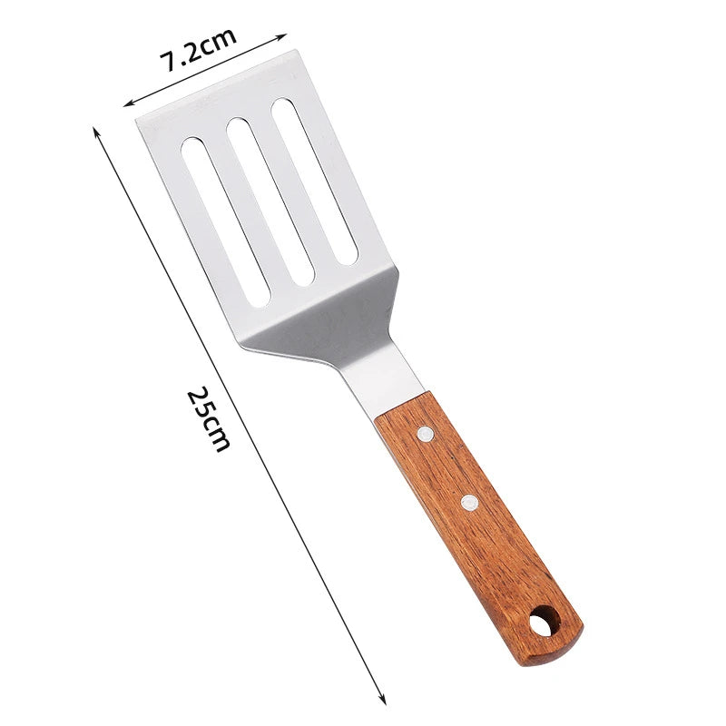 Espátula de cozinha com cabo de madeira e aço inoxidável