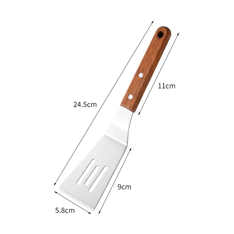 Espátula de cozinha com cabo de madeira e aço inoxidável