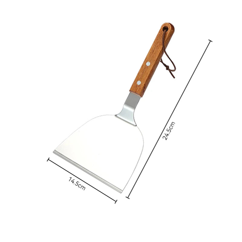 Espátula de cozinha com cabo de madeira e aço inoxidável