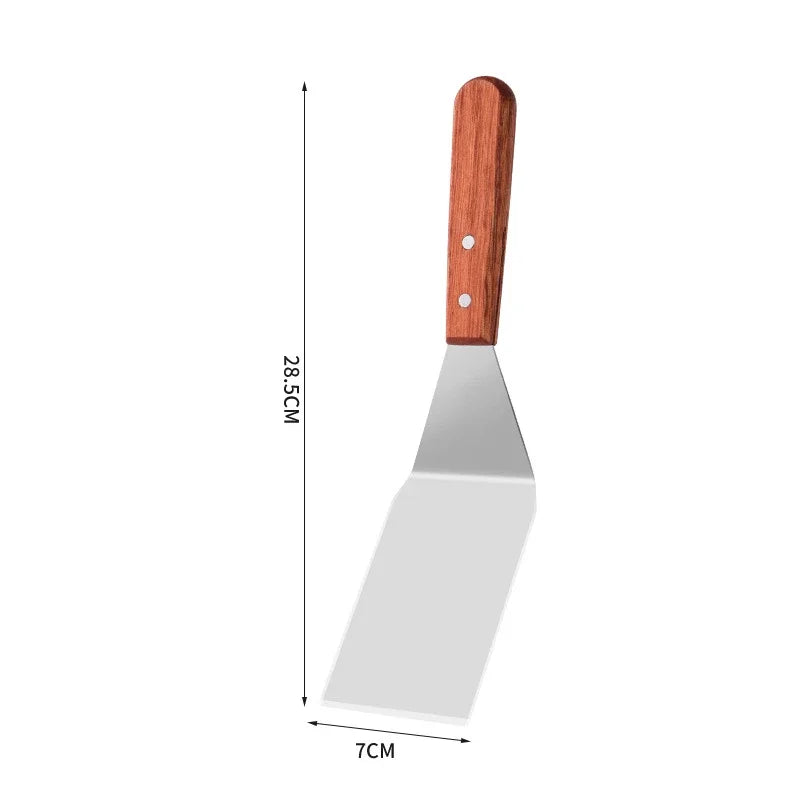 Espátula de cozinha com cabo de madeira e aço inoxidável