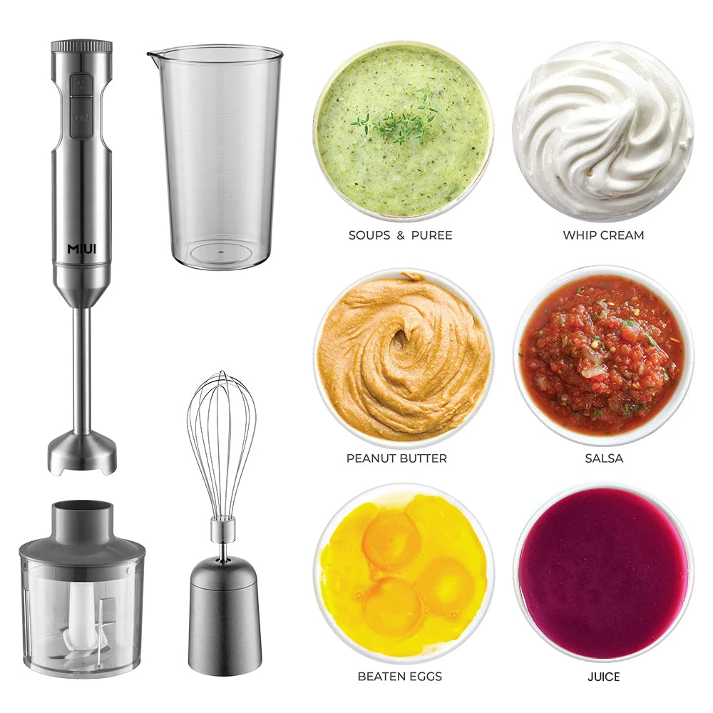 4 em 1Liquidificador, Batedeira de alimentos, copo misturador de 700ml, processador de 500ml de aço inox