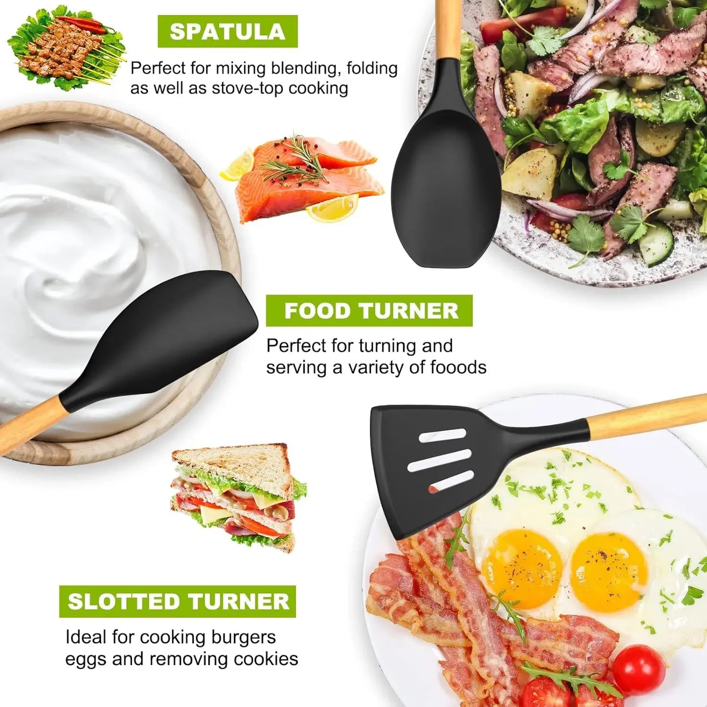 Utensílos de silicone com 36 peças