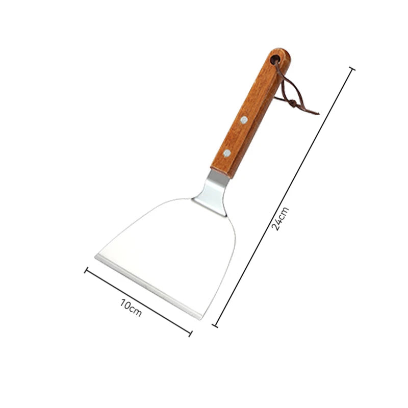 Espátula de cozinha com cabo de madeira e aço inoxidável