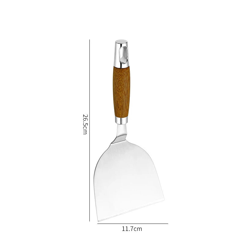 Espátula de cozinha com cabo de madeira e aço inoxidável