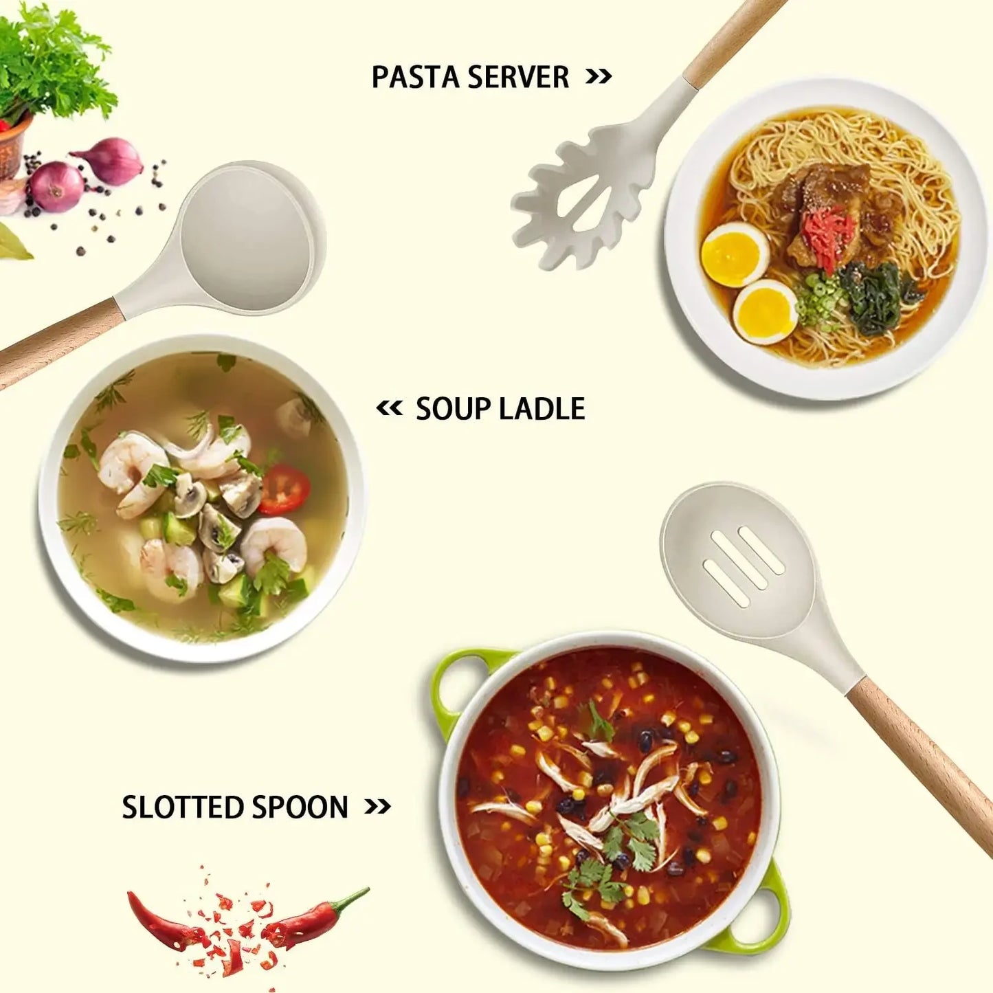 Utensílos de silicone com 36 peças