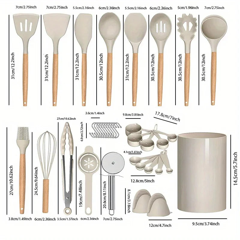 Utensílos de silicone com 36 peças